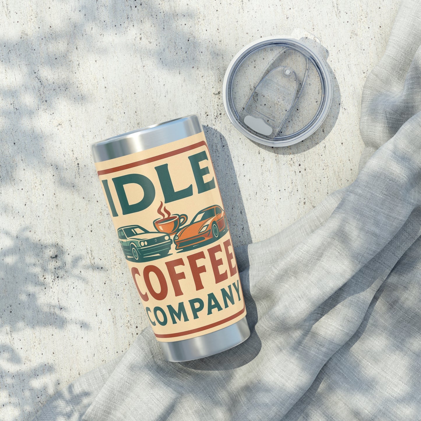 Idle Coffee Tumbler - 20oz Travel Mug, Car Enthusiast Gift, Vintage Style Drinkware, Road Trip Accessory, Eco-Friendly Cup
