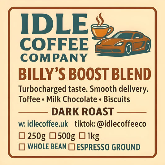 Billy's Boost Blend - Dark Roast 1kg Whole Bean Coffee - WLSO#UGANDA-1kg-WB
